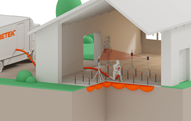 Plano detalle de intervención de Floor Lift en el interior de una vivienda